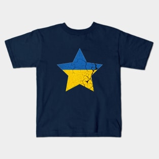 Star of Ukraine, Vintage Ukraine flag Kids T-Shirt